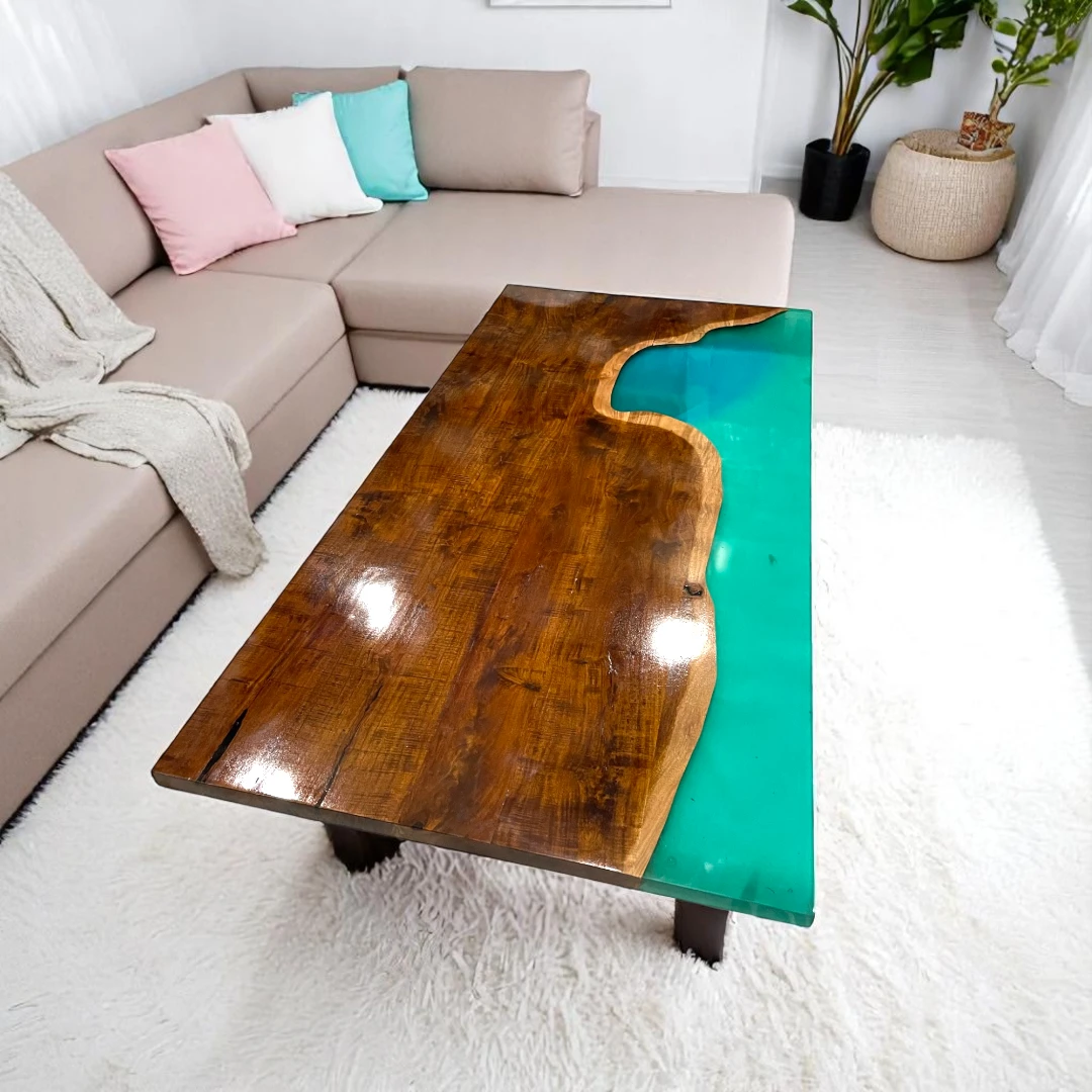 Customizable Rectangle Wood Epoxy Table Tops Exquisite Furniture 
